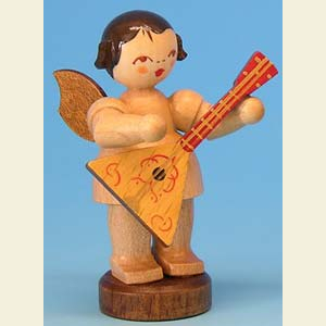 Angels Angels - natural - small Angel with balalaika - natural colors - standing - 6cm / 2,3 inch