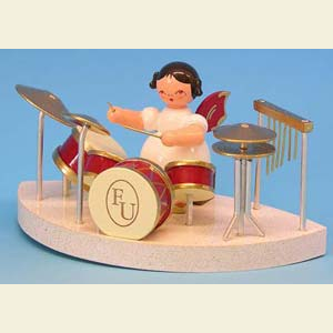 Angels Angels - red wings - small Angel at drums fitting cloud connector system - Red Wings - standing - 6cm / 2,3 inch