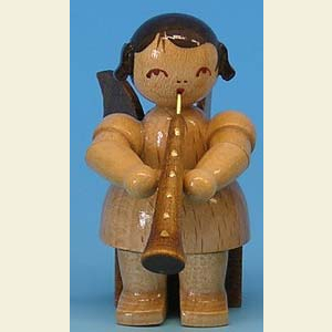 Angels Angels - natural - small Angel with oboe - natural colors - sitting - 5cm / 2 inch
