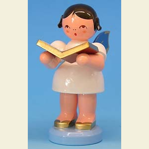 Angels Angels - blue wings - large Angel with book - Blue Wings - standing - 9,5cm / 3,7 inch