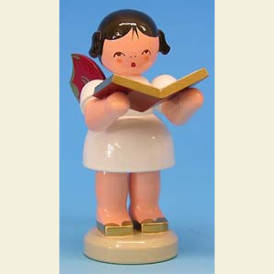 Angels Angels - red wings - large Angel with book - Red Wings - standing - 9,5cm / 3,7 inch