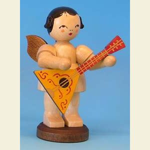 Angels Angels - natural - large Angel with balalaika - natural colors - standing - 9,5cm / 3,7 inch