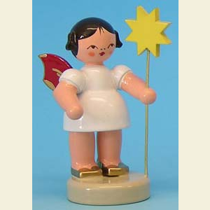 Angels Other Angels Angel with star - Red Wings - standing - 6cm / 2,3 inch