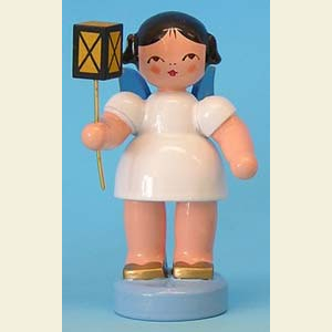 Angels Other Angels Angel with lantern - Blue Wings - standing - 6cm / 2,3 inch