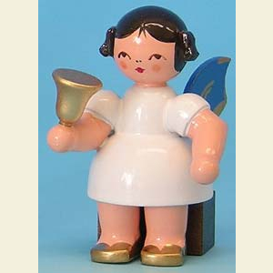 Angels Other Angels Angel with bell - Blue Wings - sitting - 6cm / 2,3 inch