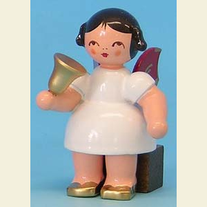 Angels Other Angels Angel with bell - Red Wings - sitting - 6cm / 2,3 inch