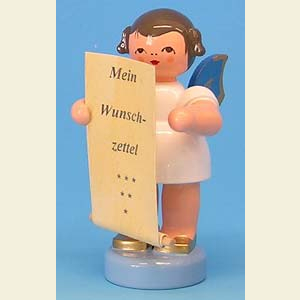 Angels Other Angels Angel with list of whishes - Blue Wings - standing - 6cm / 2,3 inch