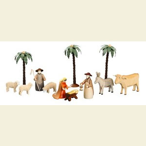 Christmas-Pyramids Accessories Figurine Set for 3 - tier Pyramid - NATIVITY (coloured) - 23 pcs.