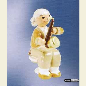 Small Figures & Ornaments Mozart Orchestra (KWO) Musician with Bassethorn - sitting - 5 cm / 2 inch