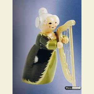 Small Figures & Ornaments Mozart Orchestra (KWO) Musician (lady) with Harp - sitting - 5 cm / 2 inch