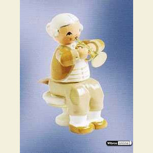 Small Figures & Ornaments Mozart Orchestra (KWO) Musician with Trumpet - sitting - 5 cm / 2 inch