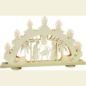 Schwibb�gen Laubs�gearbeiten 3D-Lichterbogen - Christi Geburt - 47 x 31 x 6 cm