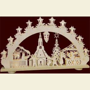 Candle Arches Fret Saw Work 3D-Light-Arch - Seiffen Christmas fair - 66 x 40 x 6 cm
