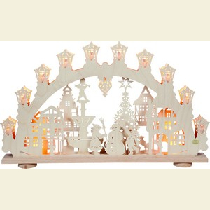 Candle Arches Fret Saw Work 3D-Light-Arch - City in winter - 66 x 40 x 6 cm