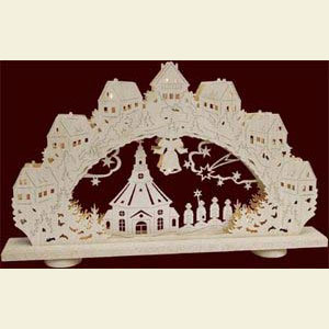 Candle Arches Fret Saw Work 3D-Light-Arch - Seiffen Erzgebirge - 52 x 31 x 6 cm