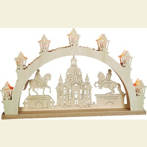 Schwibb�gen Laubs�gearbeiten 3D-Doppel-Lichterbogen - Dresden - 47 x 31 x 6 cm